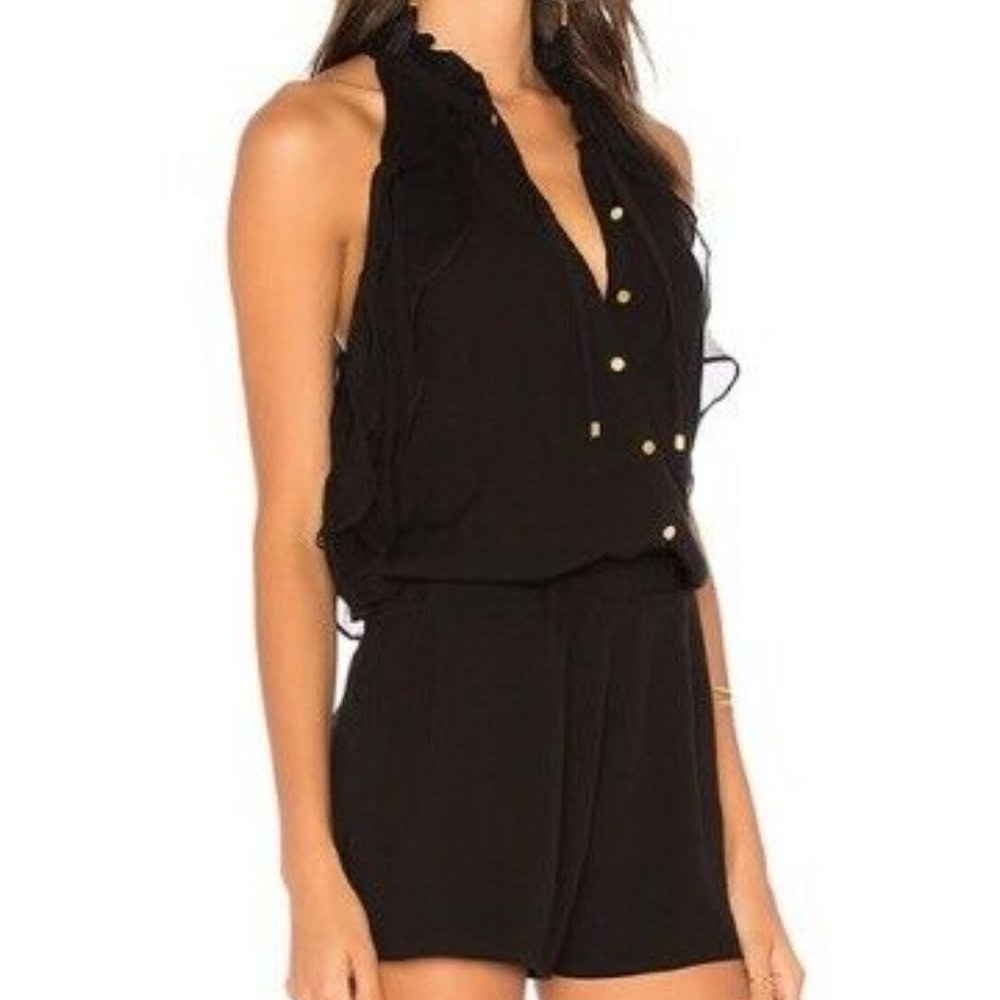 Ella moss romper piana ruffles open back BOHO